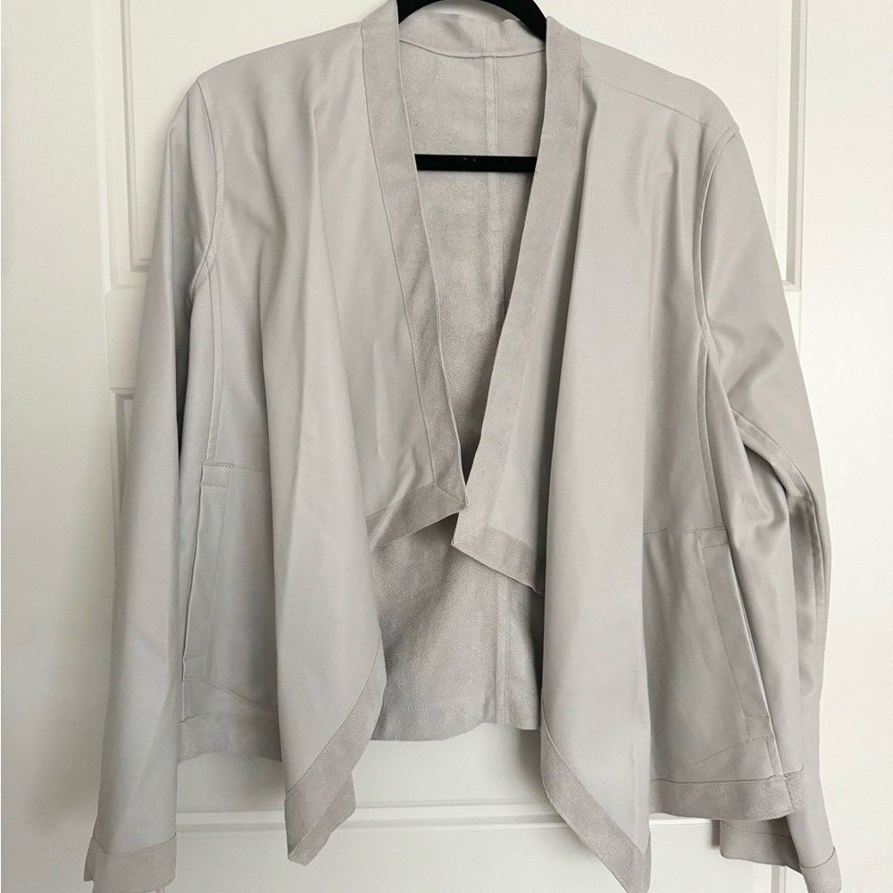 Reversible faux leather and suede jacket